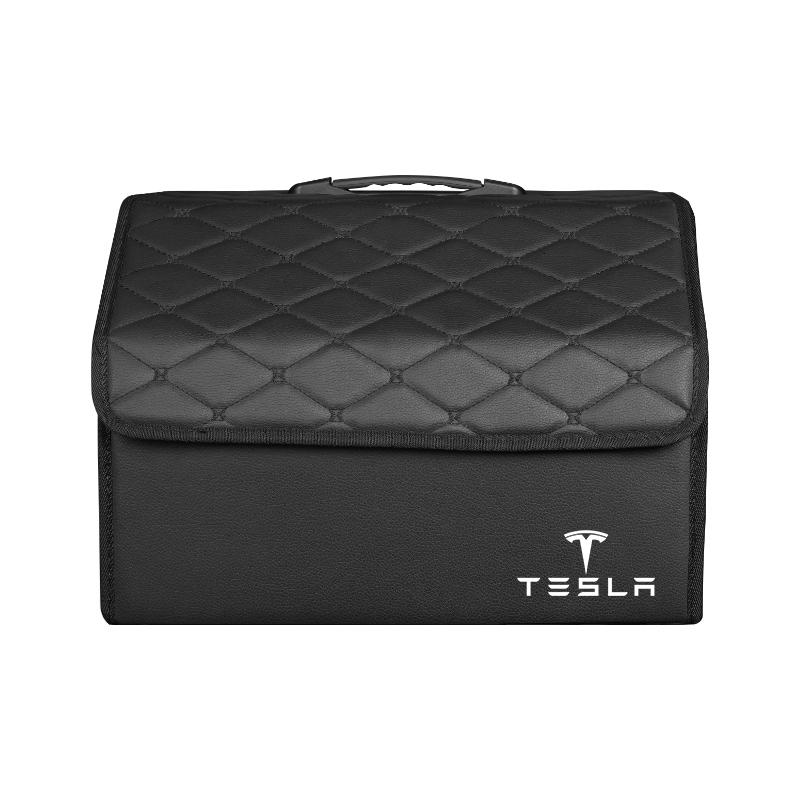 Leather Suitcase Car Trunk Organizer Box Foldable Storage Bin For Tesla Model 3 Model S Model X Model Y Cybertruck Roadster