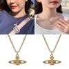 Elegante und luxuriöse Saturn-Halskette für Damen Geometrisches Design mit funkelnden eingelegten Diamanten