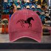 Flying Bird Horse Graphic Washed Cotton Baseball Cap Adjustable Vintage Casual Unisex Outdoor Hat