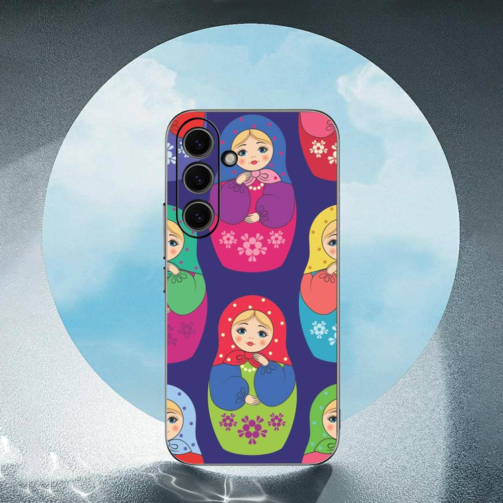 Russian Dolls Matryoshka For Samsung Galaxy S23 S24 S25 Ultra S22 Plus S21 Black Soft Case Waterproof Soft Case