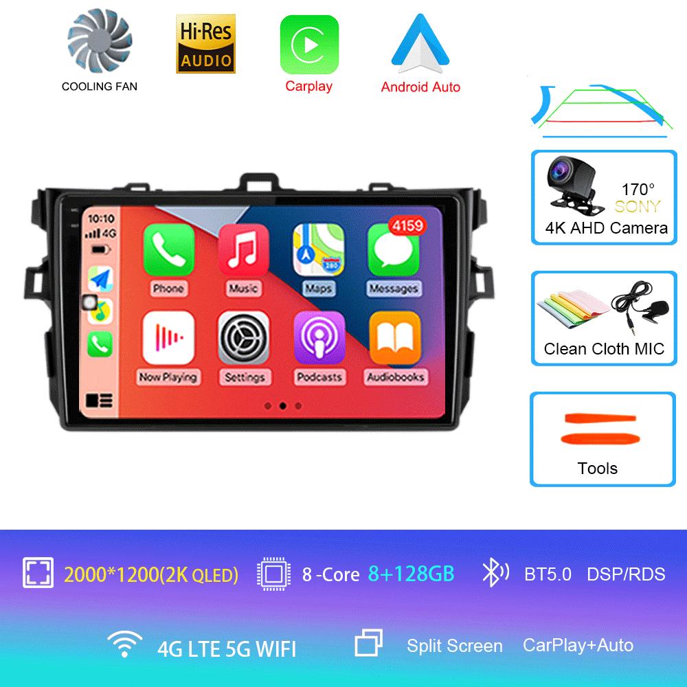 Car Radio Android 14 Carplay 2din For Toyota Corolla E140/150 2007 - 2013 4G GPS Multimedia Video Player Stereo WIFI+4G