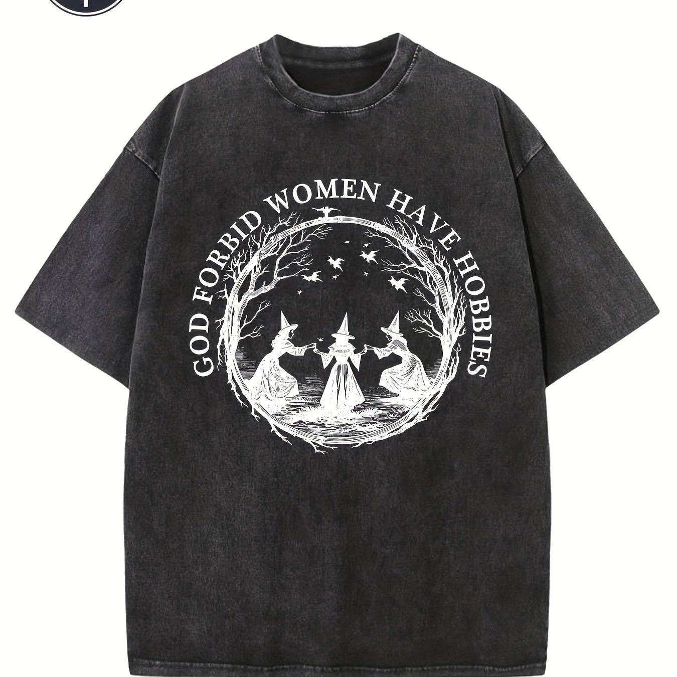 Retro Creative Pattern Pure Cotton Washed Tshirt for Men Retro Street Tshirt Basic Style Tshirt Unisbleuse Top M