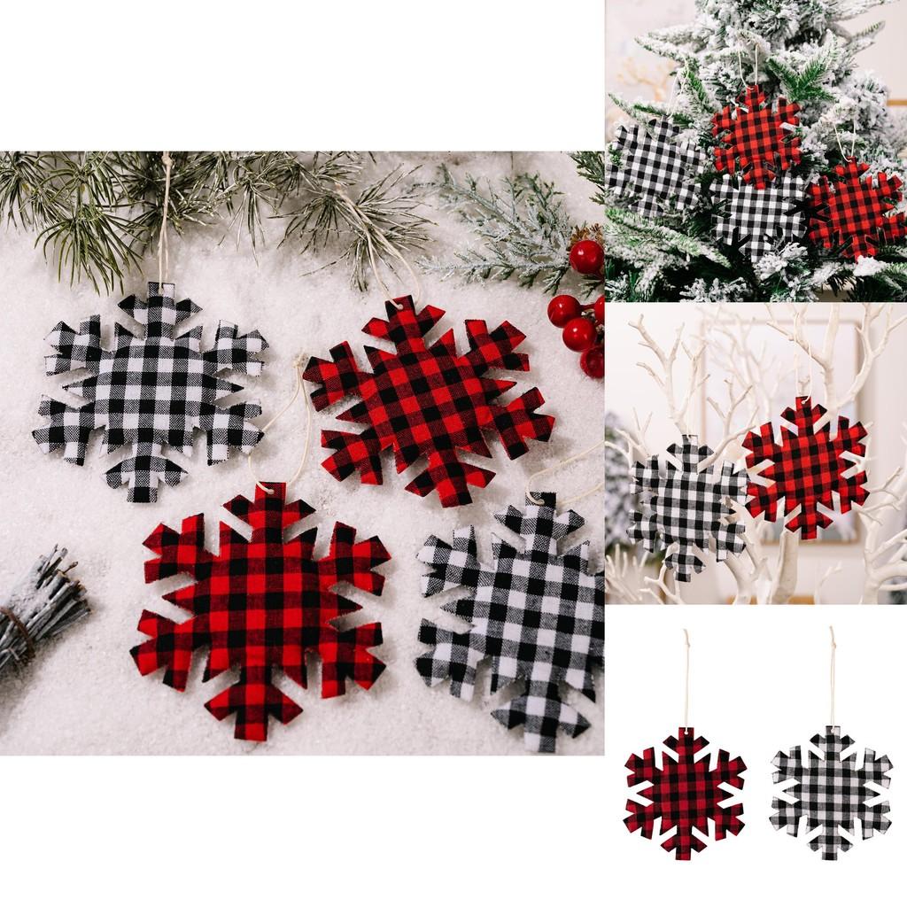 Vibrant And Red Black Checked Snowflake Christmas Ornaments Perfect For Decor Holiday