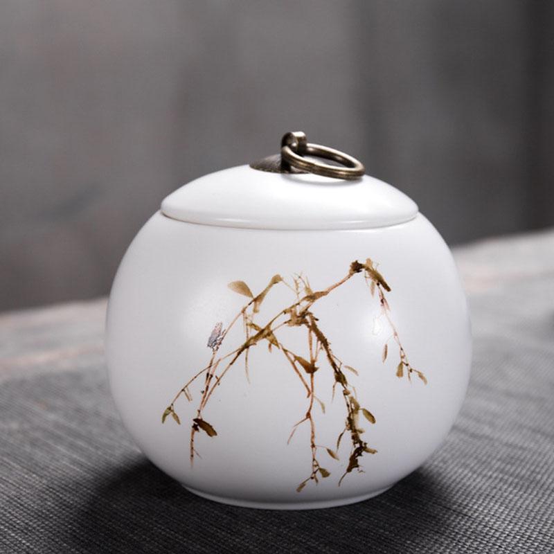 Porcelain Tea Canister Big Size Sealed Storage Tea Box Jar Tea Caddy White Color Ceramic Crafts Chinese Style Teaware Home Decor