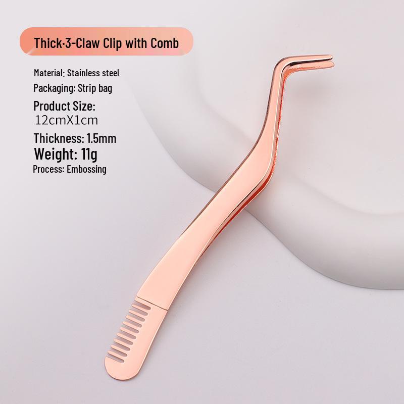 Stainless Steel Eyelash Curler & Tweezers False Eyelash Tool with Comb
