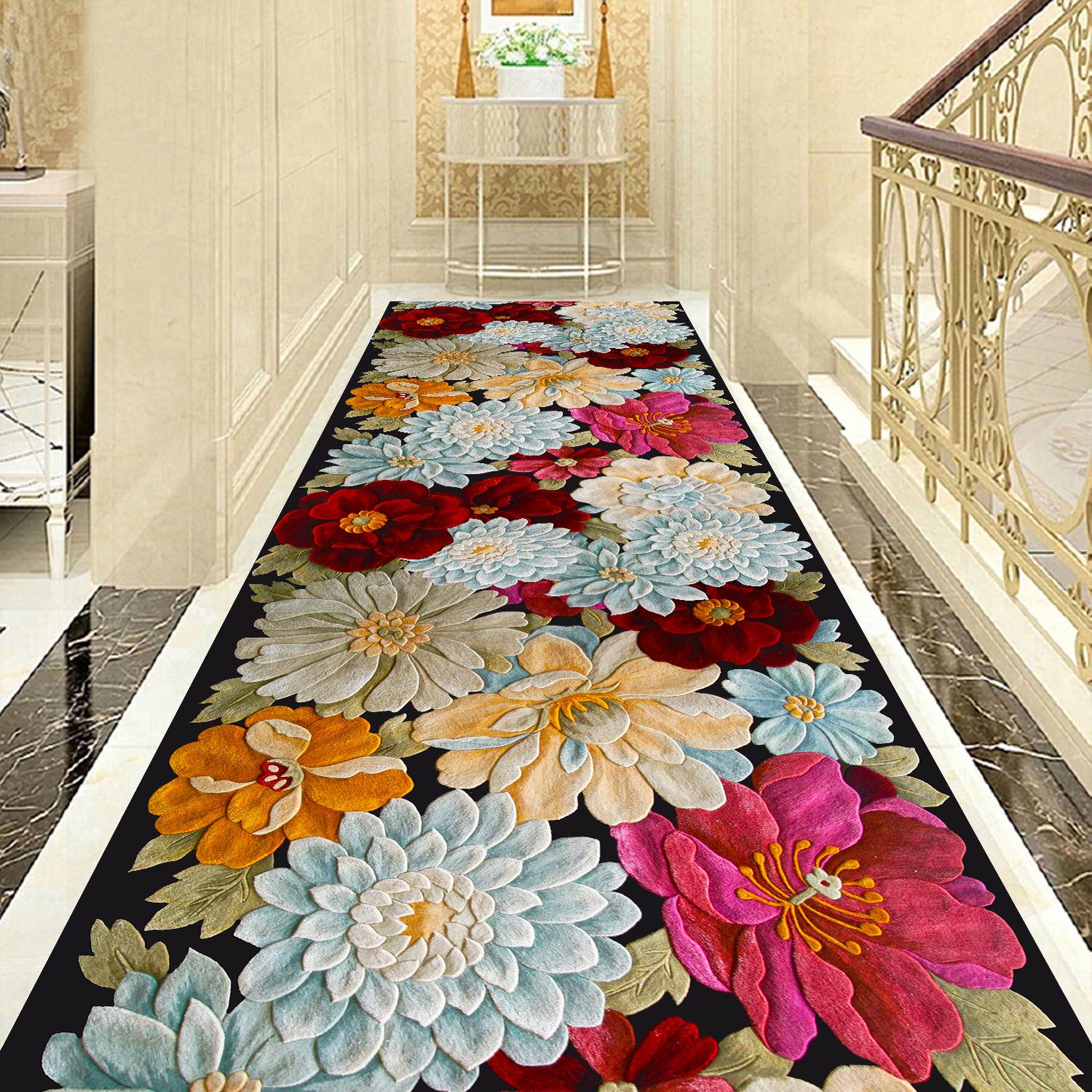 Прямоугольный ковёр с цветочным 3D рисунком 120cm*100cm