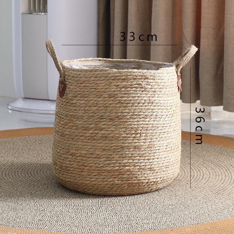 Woven Grass Planter Pot With Breathable Design For Living Room Decor Large Size