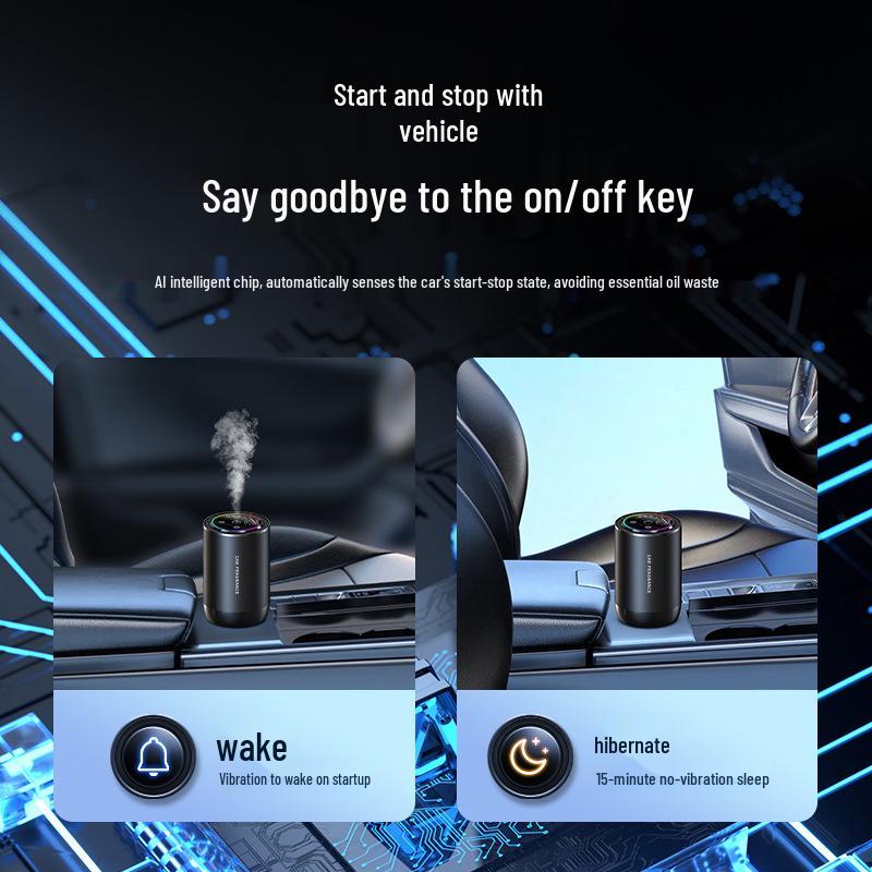 2023 Smart Voice-Activated Car Aroma Diffuser with Ambient Lighting and Starry Sky Perfume, Syncs with Car