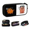 Korean Checkered PlaidChainsaw Man Anime Pencil Cases for Boys Girls Manga Large Storage Pen Box Bag School Supplies