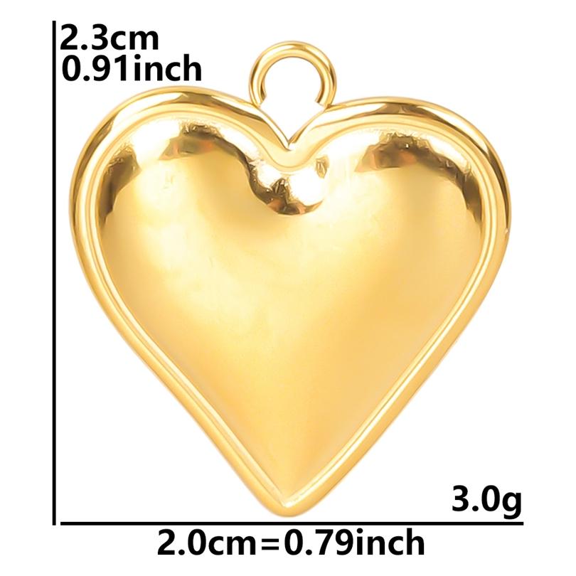 Personality 5pcs/Lot Stainless Steel Heart Pendants For Jewelry Making Supplies 18k Real Gold Plated Love Charm Pendant Findings