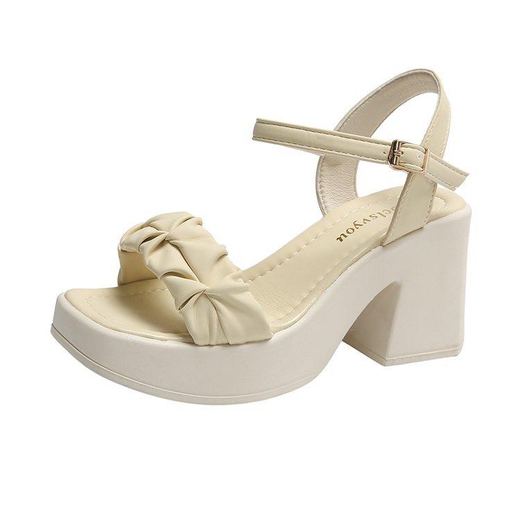High-heeled sandals women's new summer outer wear one-word with thick heel open-toe fashion sandals