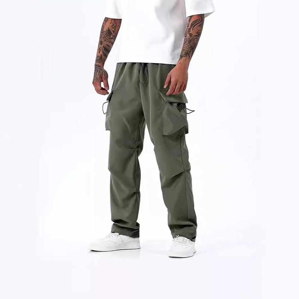 New quick-drying overalls men's American parachute pants high waist wide legs casual sports trousers