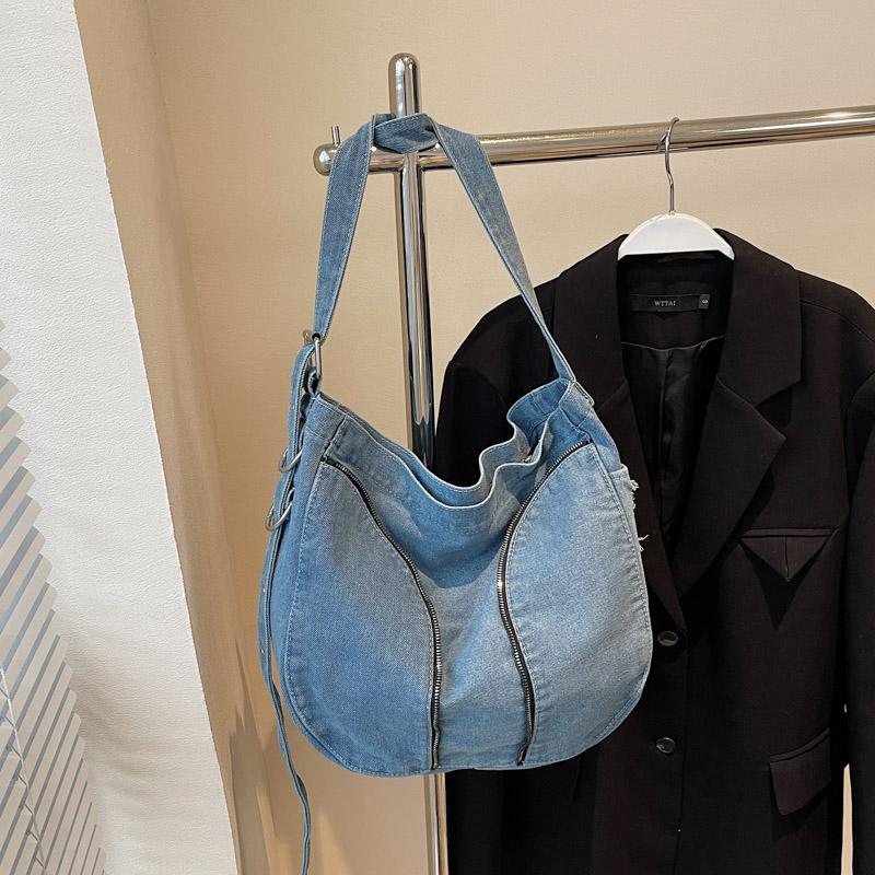 

Большая вместительная джинсовая сумка-мессенджер женская винтажная сумка через плечо сумка через плечо светло-синий