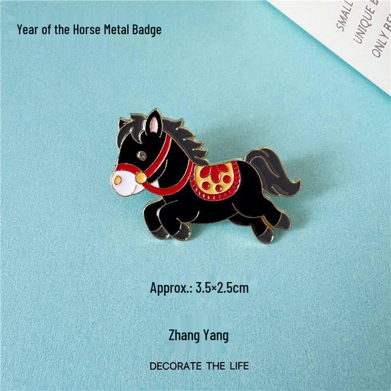 Colorful 2026 Year of the Horse Metal Brooch - Little Horse Pin Badge for Clothing Accessories