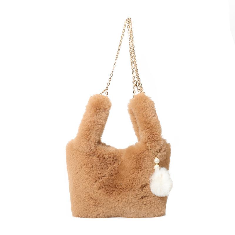 Autumn and Winter Niche Plush Bag 2025 New Women's Bag Popular Versatile Chain Messenger Bag Plush Bag Bucket Bag