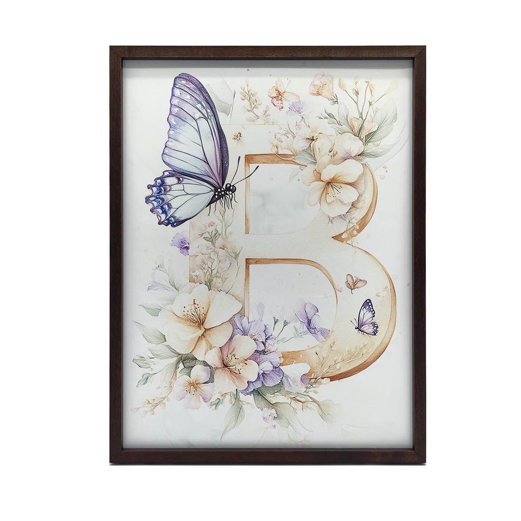 Plakat "B" W Kwiatach I Motylach Plakat "B" W Kwiatach I Motylach, 40X50 Cm, Rama Aluminiowa Czarna, Papier Matowy 230 Gsm