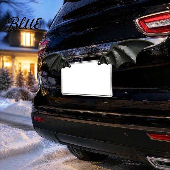 Weather Resistant Car Accessories 1 Pair Bat Wing License Plate Decoration Gothic Black Decor Auto for Vehicle Front Rear Plates Truck SUV Exterior