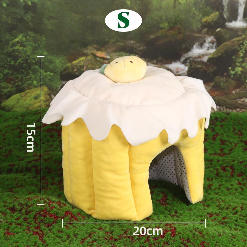 Cute Cake House Nest Rabbit Cave Autumn Winter Warm Bottomless Cotton Nest for Small Pet Bottomless Shelter Guinea Pig Hamsters
