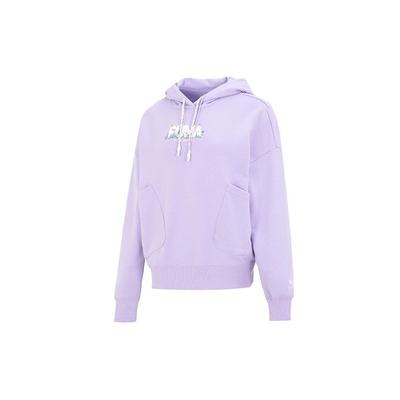 Sweat à capuche décontracté imprimé motif lettres pour femmes violet 539960-70