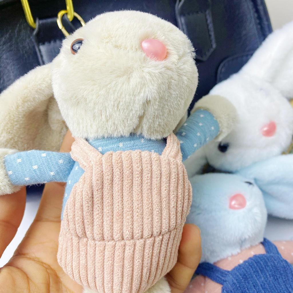 Adorable Long-Eared Rabbit Plush Overall Keychain Ornament