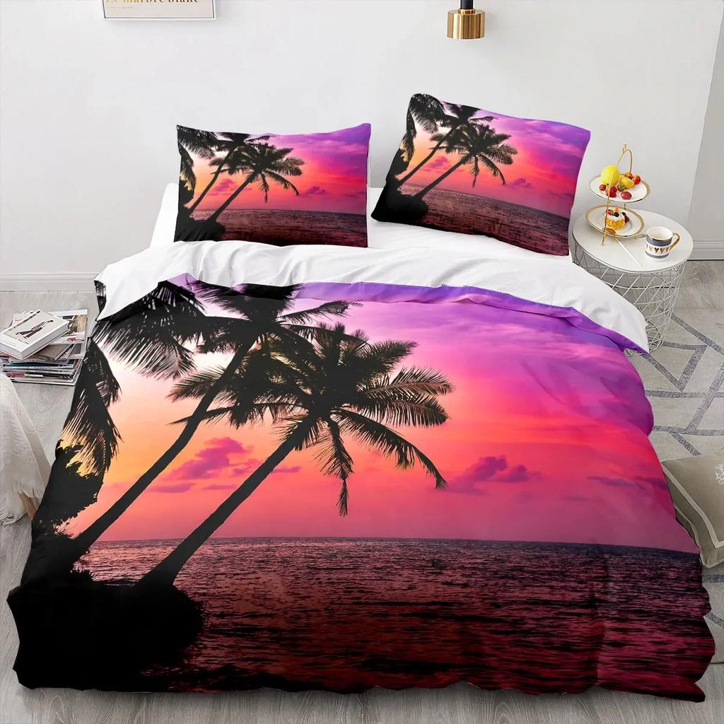 3D Printed Sea View Coconut 3D Duvet Cover Bedding Set Comforter Linen Pillowcases Home Decor Single Double Twin King Queen