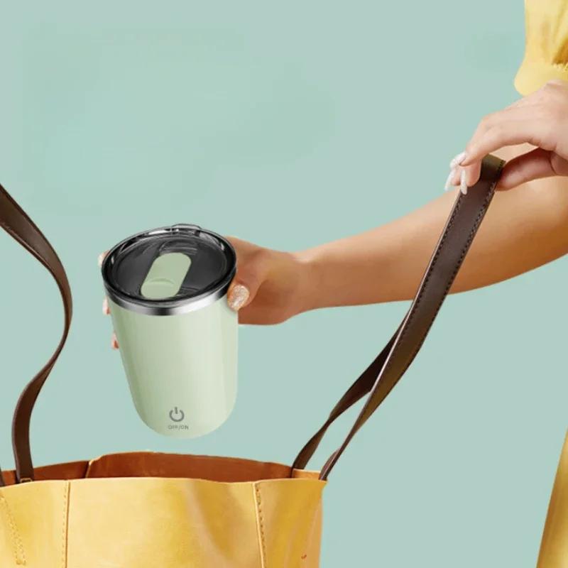 350 ML elektrisk blandekopp i rustfritt stål bærbare melkekaffekopper Oppladbare smarte rørekrus Automatisk magnetisk drikkevare