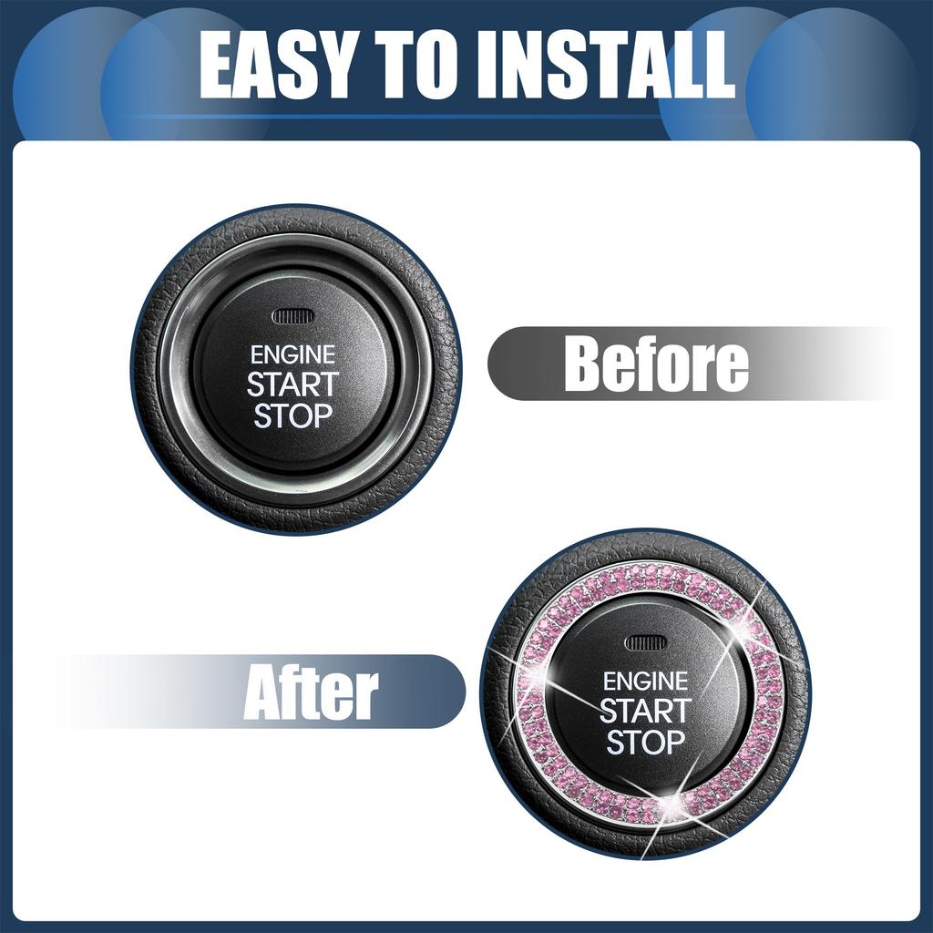 INFINAUTO Universal Bling Car Engine Start Stop Button Cover Car One Click Push Start