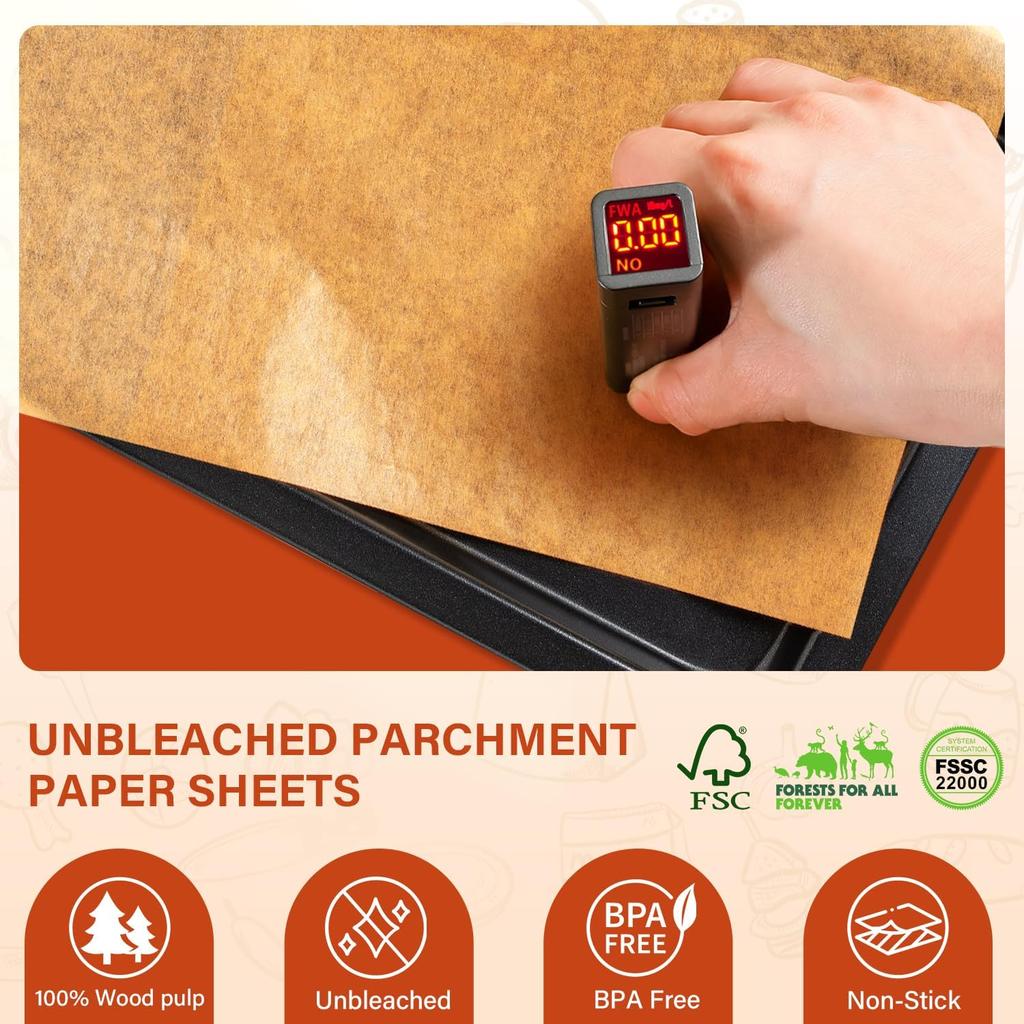 Parchment Paper, Parchment Paper Sheets For Baking, 9x13 In Precut Baking Parchment For Baking, Grilling, Air Fryer, Steaming, Unbleached Parchment