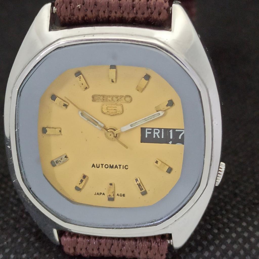 USED VINTAGE SEIKO 5 AUTOMATIC 7009A JAPAN MENS D/D BEIGE WATCH 550l-a298046-9 SKU550l-a298046
