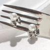 [925 Silver Post] Sha Ribbon Pearl Earrings