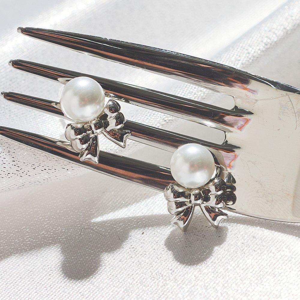 [925 Silver Post] Sha Ribbon Pearl Earrings