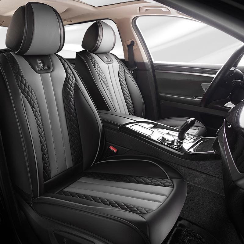 2024 Universal Full Surround Leather Car Seat Cushion Mat - All-Season Fit for Small Cars