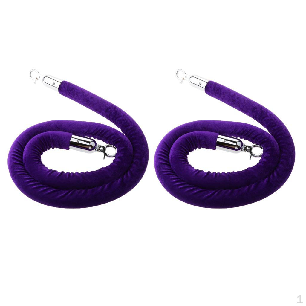 

2 Stanchion Queue Rope with Hooks, 5ft/60 inch Purple