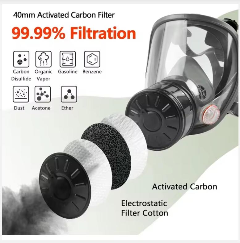 40mm Gas Mask Filters Single Gas Mask Filter for Gas Mask 40mm Activated Carbon Filter Against Vapors Dust Paint Spray Welding