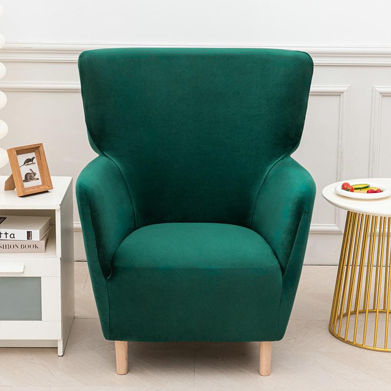 

Plush Wingback Chair Cover Leisure Single Sofa Full-Cover Stretch Cover Elastic High Back Chair Cover Home Furniture Protector