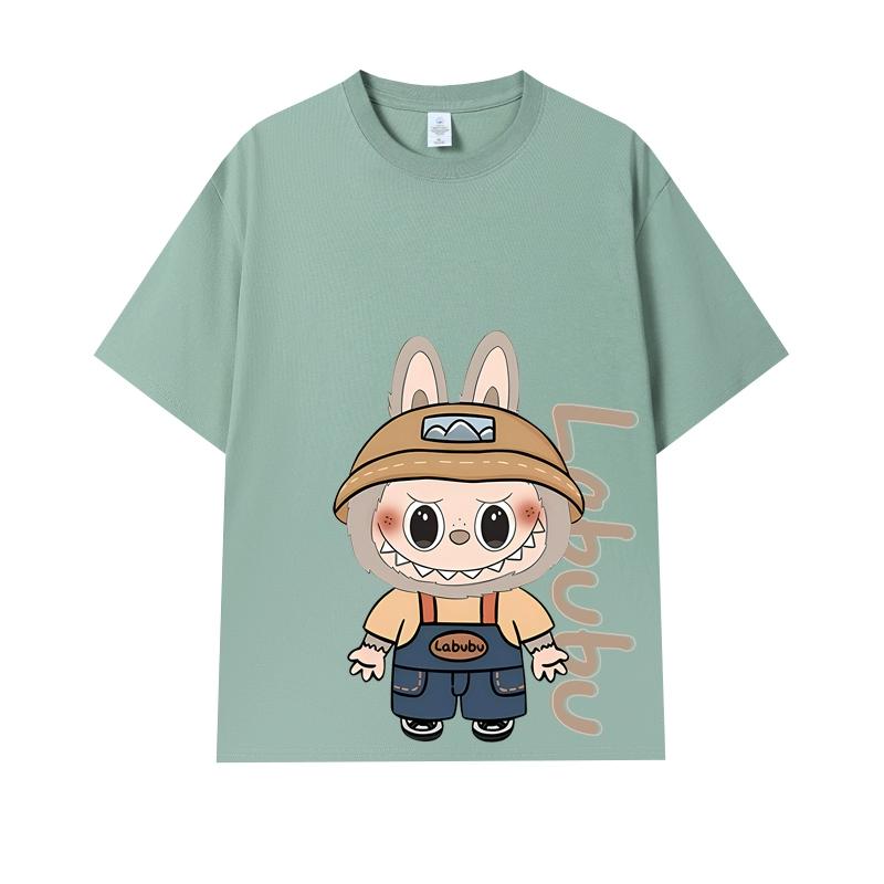 Cartoon Monster Elf Labubu Kids Printed T-shirt Summer Men's and Women's Casual Outdoor Girl Short Sleeved T-shirt Top