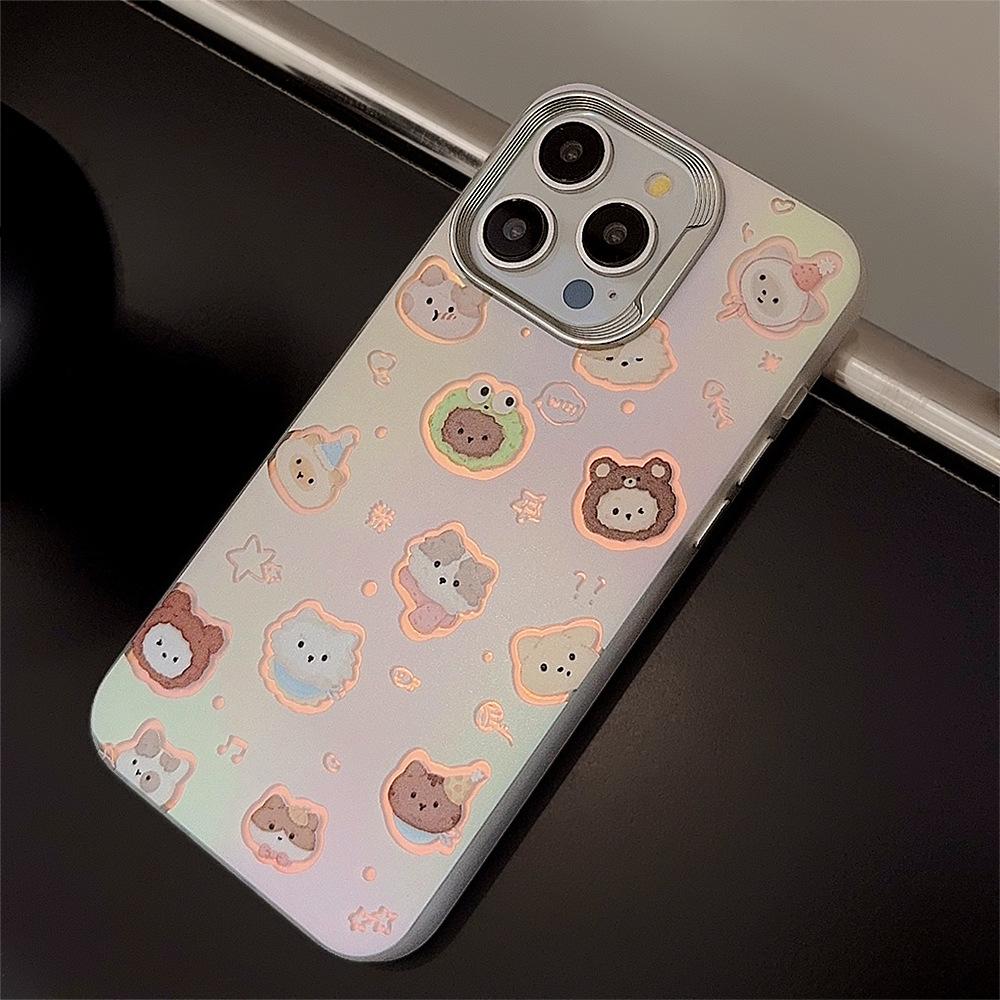 Hollow Laser Kitten Iphone15 Suitable for 14Promax Mobile Phone Case 12 Apple 13 Cartoon 16 Anti Fall Hard
