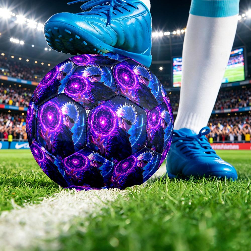 Gojo Satoru Printed Size 5 Standard Football, Waterproof PU Training Soccer Ball for Outdoor Sports