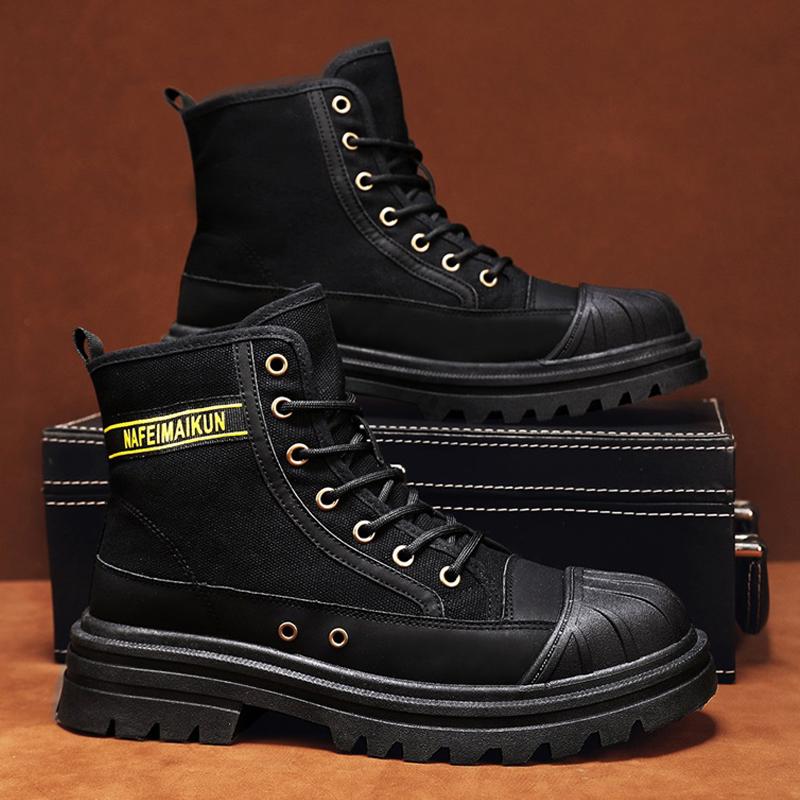WinterBoots Men Casual High Top Shoes Sneakers Motorcycle Roman Ankle Boots Men British Style Outdoor Sneakers Punk Botas Hombre