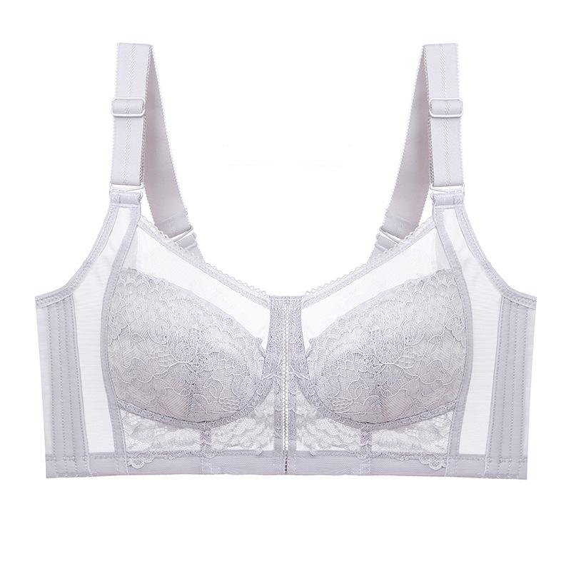1011 spring new full cup without steel ring, large chest, small lace breathable thin anti-sagging adjustment bra