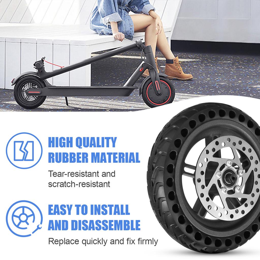 Electric Scooter Rear Tire with Wheel Hub Disc Brake Set 8.5 inches Solid Electric Scooter Wheel Replacement for Xiaomi