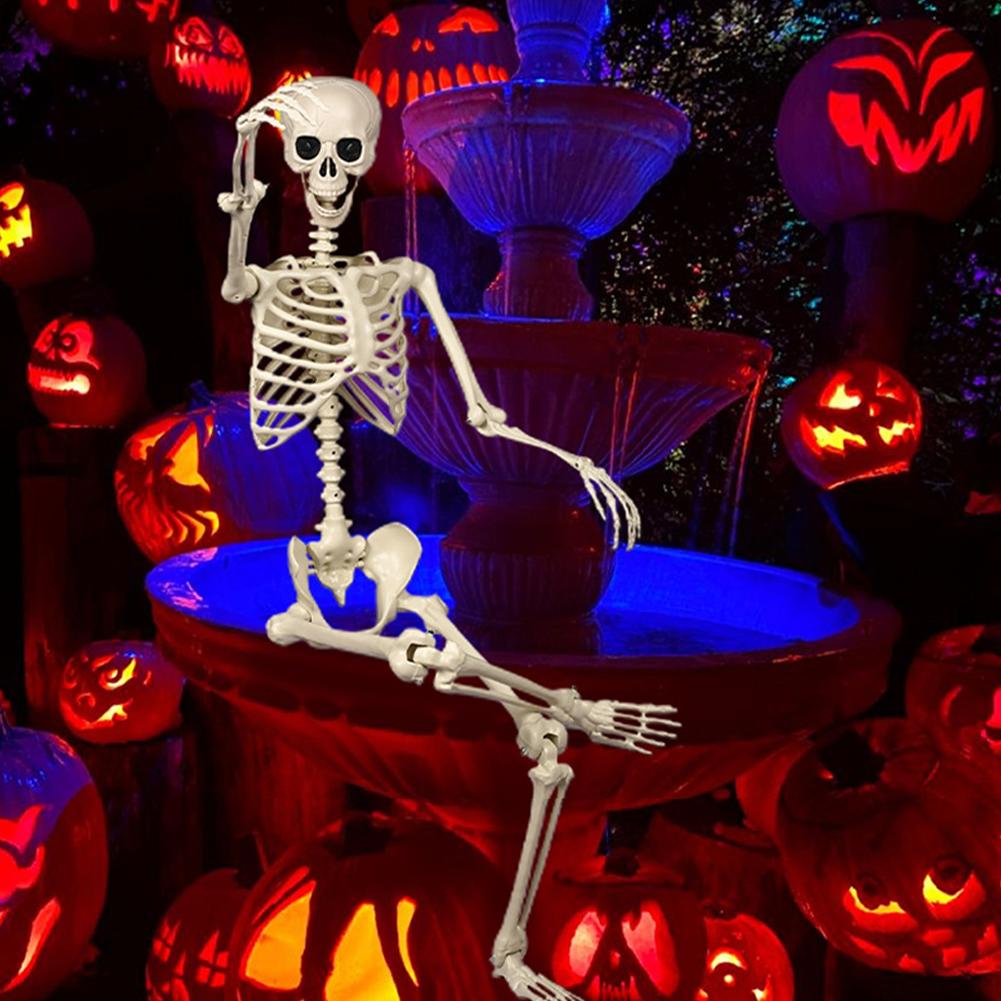 5.4FT Halloween Life Size Skeleton Halloween Skeleton With Movable Joints Realistic Full Body Skeletons For Halloween Props Spooky Party Decoration