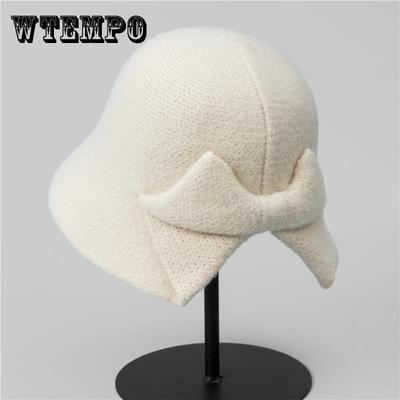 Chapéu Balde com Laço para Mulheres Outono e Inverno Casual Chapéu Pote Novo Chapéu