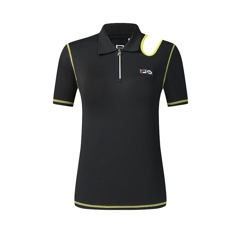 

Fila Легкая атлетика Теннис Серия Вязаный логотип Удобная Повседневная Приталенная Теннисная рубашка поло Женские топы Насыщенный черный A11W523117F-BK XXL