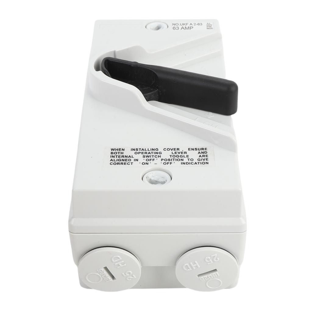 Enclosed Motor Disconnect Switch 63A 2 Pole IP66 Water Proof Industrial Outdoor Heavy Duty Breaker Box for Generator Boat