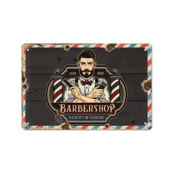 Nový plakát holičství retro kovová plechová cedule pozadí holičství nástěnná bezrámová dekorativní obývací pokoj domácí dekorace velikost 20X30 cm