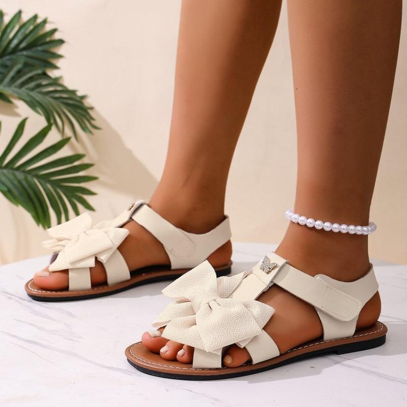 2026 New Women Anti-slip Trend Sandals Summer Lightweight Sandals Fashion Beach Casual Slippers Outdoor Bow Tie Home Flat Shoes