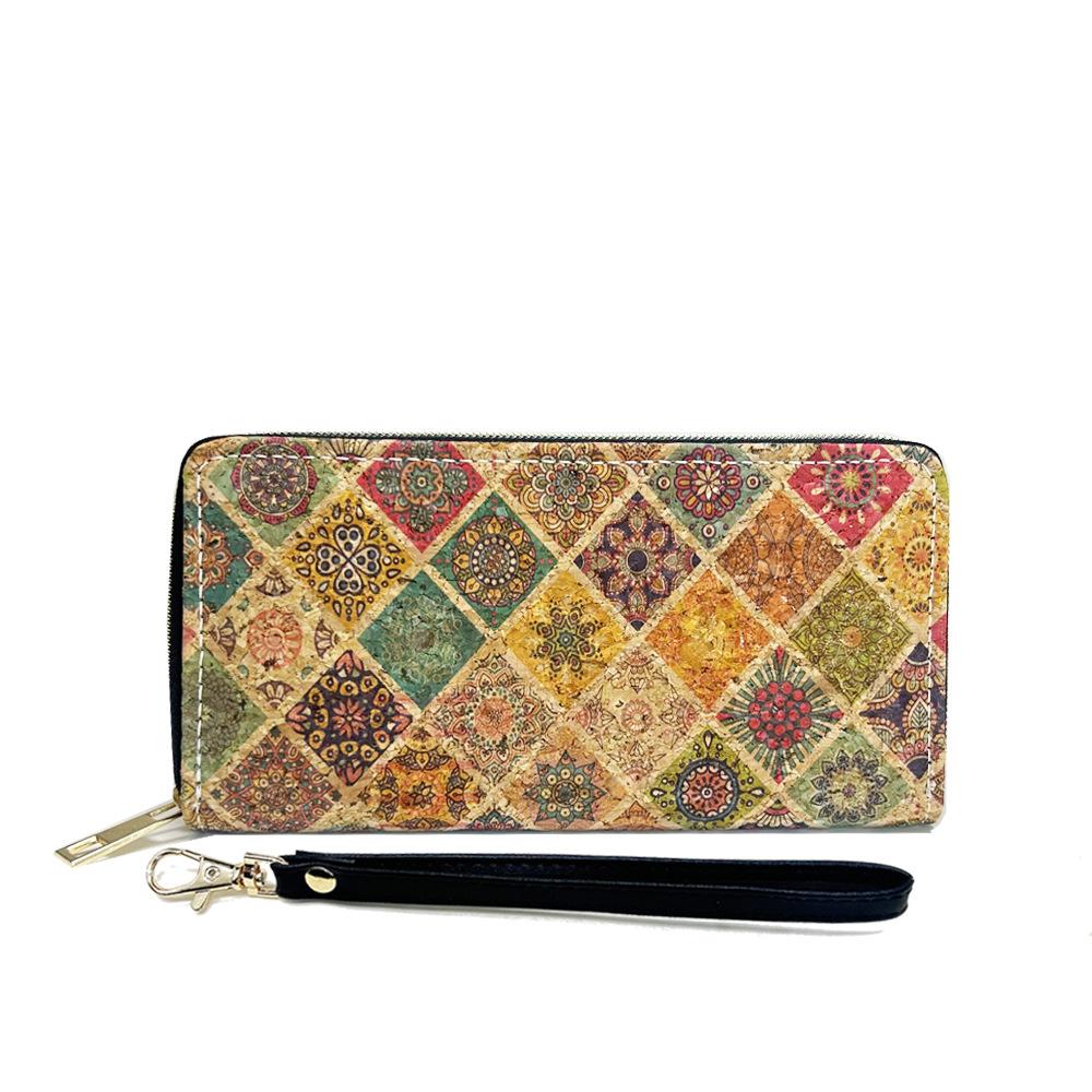 Generation Bohème Holzmaserung langes Reißverschluss Portemonnaie Clutch Tasche Kleingeldfach