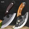 2pcs Kitchen Knives Stainless Steel Boning Knife Meat Cleaver Handmade Forged Chef's Knife for Household Wooden Handle Butcher Knife