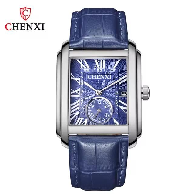 CHENXI 8216 Elegant Waterproof Square Men's Quartz Watch Men Watches Roman Scale Business Leather Strap Military Wristwatch